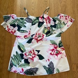 Floral Off The Shoulder Ruffle Top